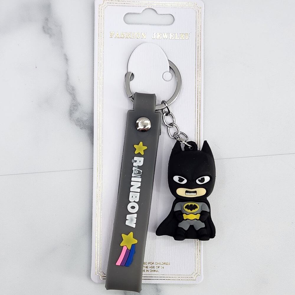 NEW Marvel Avengers Batman Superhero Figure Keychain & Strap Bag Charm PVC